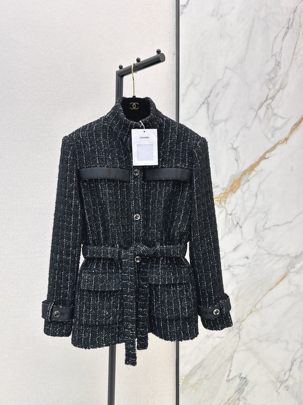 Latest Fall/Winter Stand Collar Tweed Coat