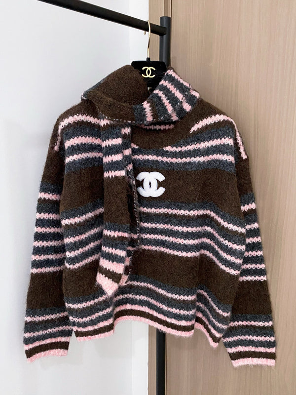 New two-tone long-sleeved sweater