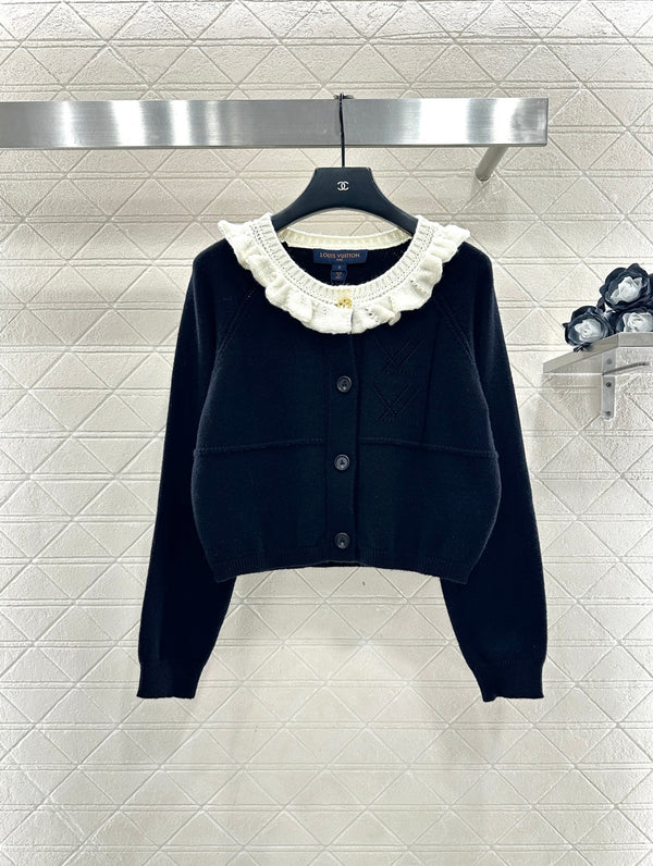 Lace Collar Knit Cardigan