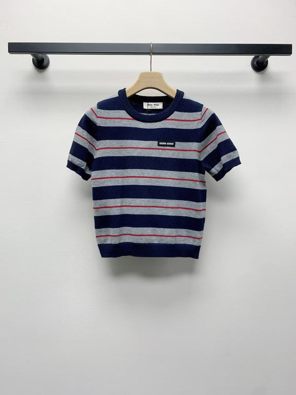 new letter striped short sleeves