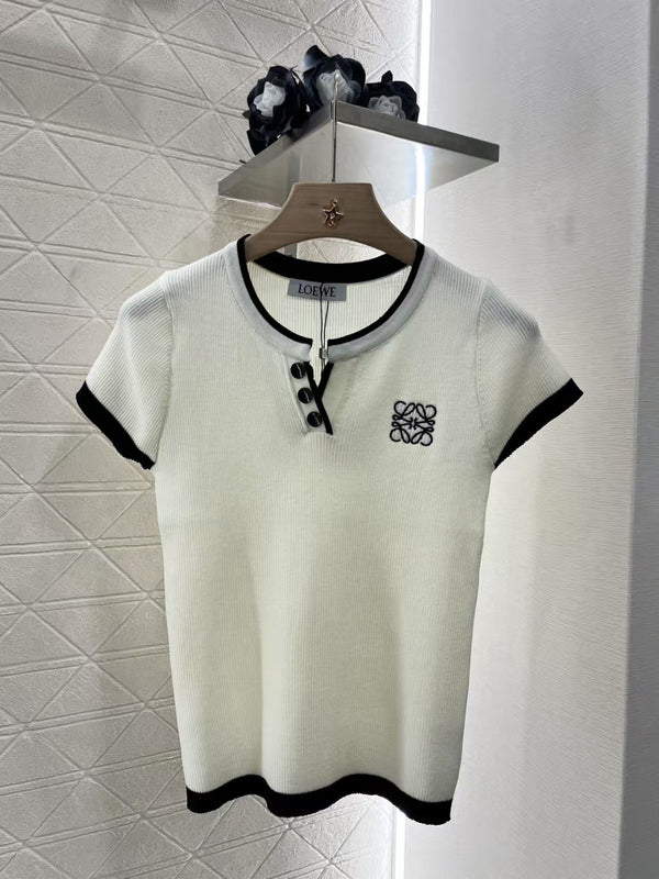 Contrast knitted short sleeves