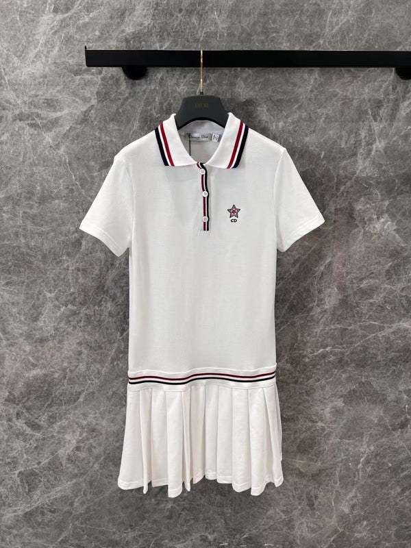 Preppy Classic Lapel Pleated Dress