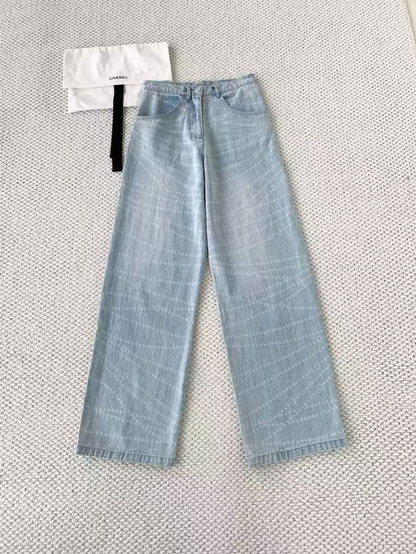 Pearl Print Wide-Leg Jeans