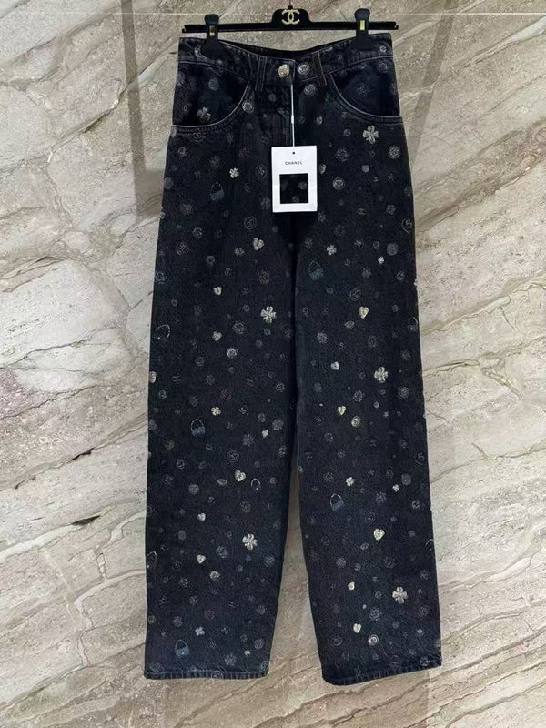 printed jeans