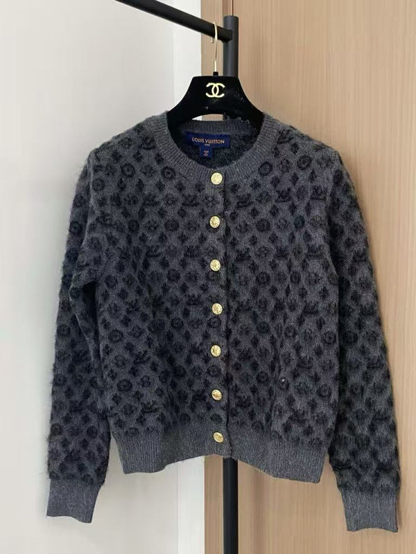 Simple monogram mohair cardigan