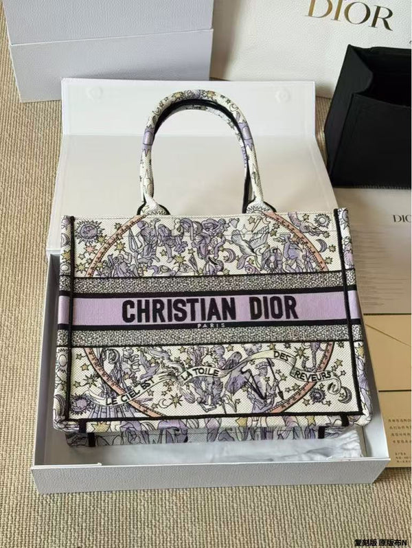 Jacquard butterfly embroidered tote bag