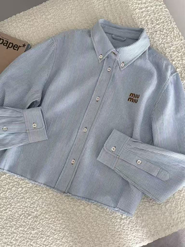 Blue and White Striped Shirt.