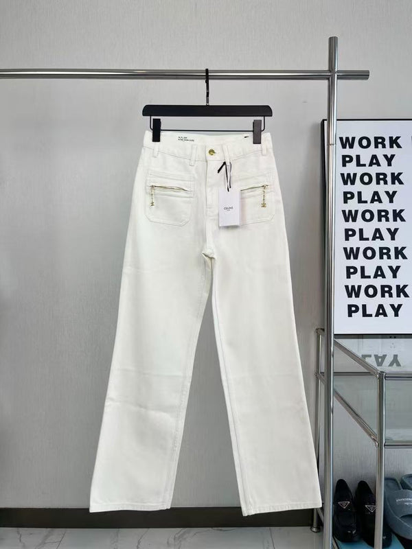 New white washed cotton jeans
