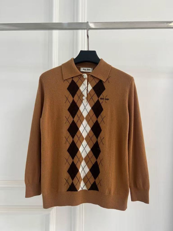 Checkered Cashmere Sweater