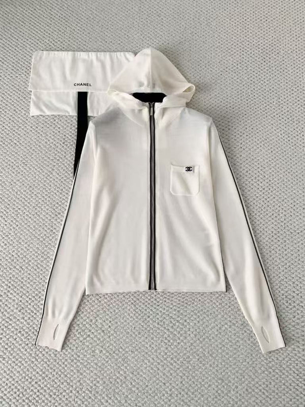 Skiing series cashmere knit hooded jacket